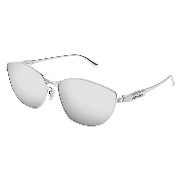 New Authentic  BALENCIAGA Silver Square BB0358SK 002 Sunglasses Women - Picture 1 of 4